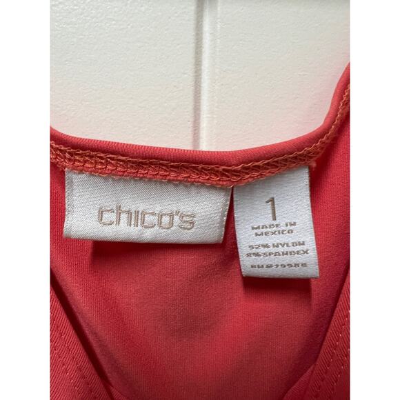 Chico's Size 1 Printed postmark stamps Travel Jacket 2/ matching tank - Picture 7 of 7